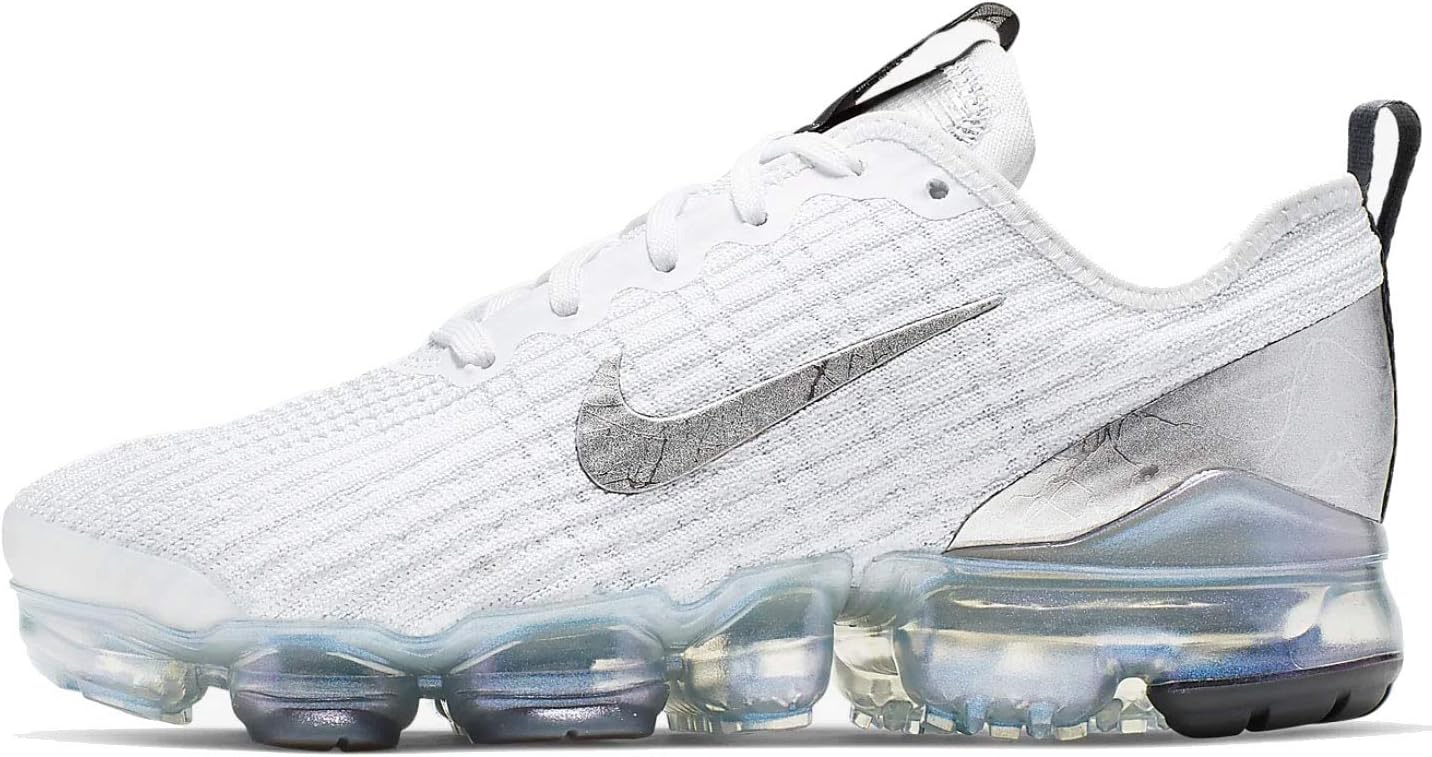 Nike Air Vapormax Flyknit 3 GS Running Trainers BQ5238 Sneakers Shoes (UK 4 US 4.5Y EU 36.5, White Metallic Silver 101)