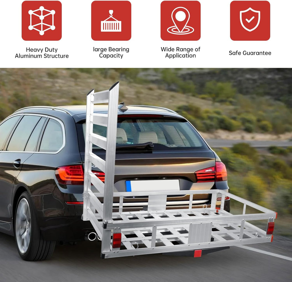 Aluminum Hitch Cargo Carrier with Ramp, 800Lbs Capacity J55924