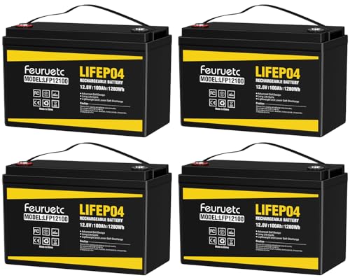 2 Pack 12V 100Ah Lithium LiFePO4 Battery, Built-in 100A BMS, 1280Wh Energy Storage, Iron Phosphate 15000 Deep Cycles Battery for RV, Solar, Trolling Motor