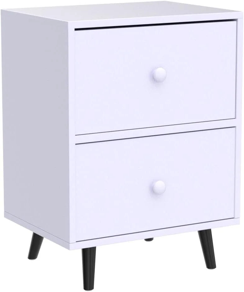 NLIBOOMLife Nightstand with 2 Drawers White U523826