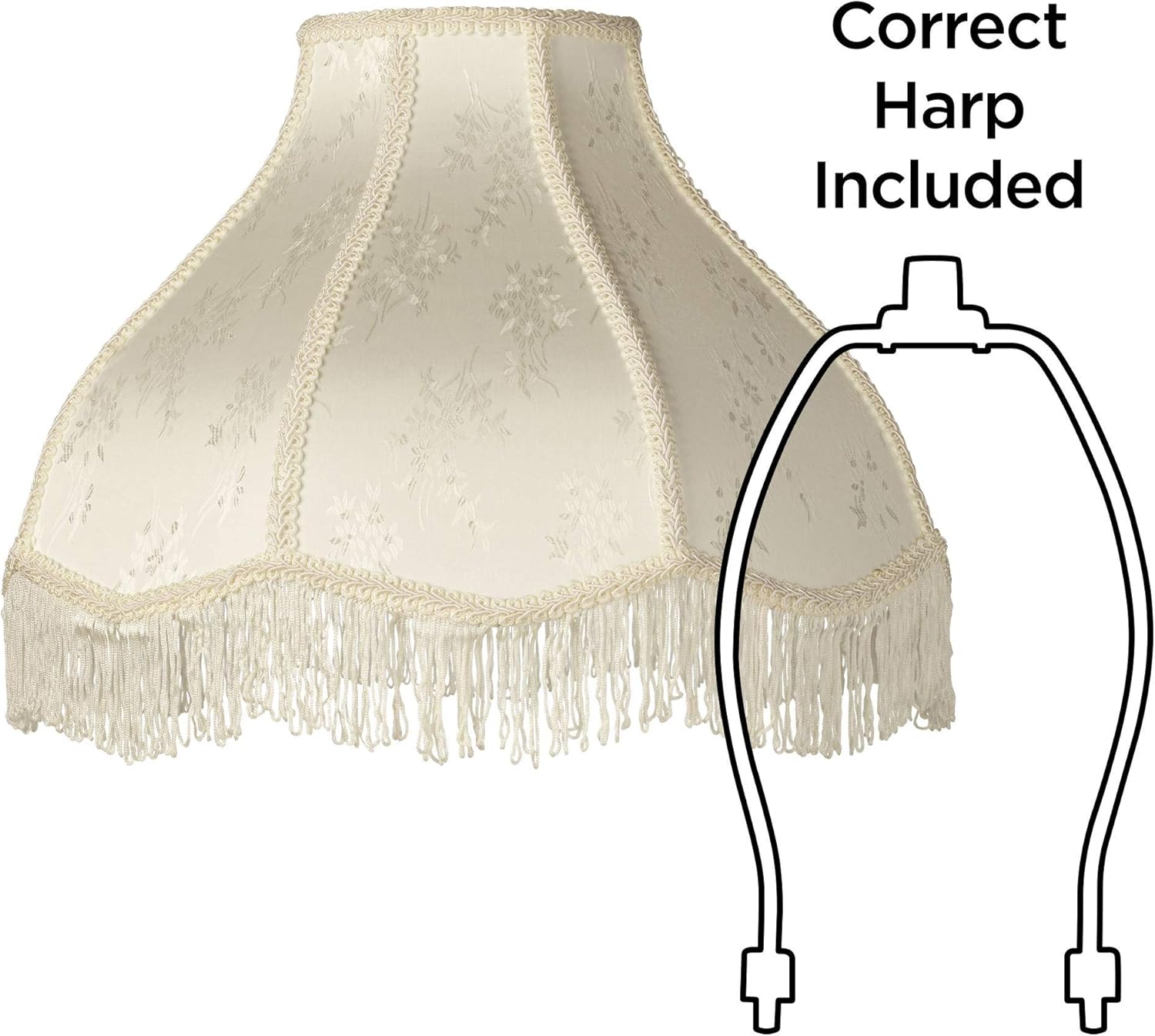 Springcrest 6" Top 17" Bottom 11" High Lamp Shade Replacement Cream White Dome Fabric N774