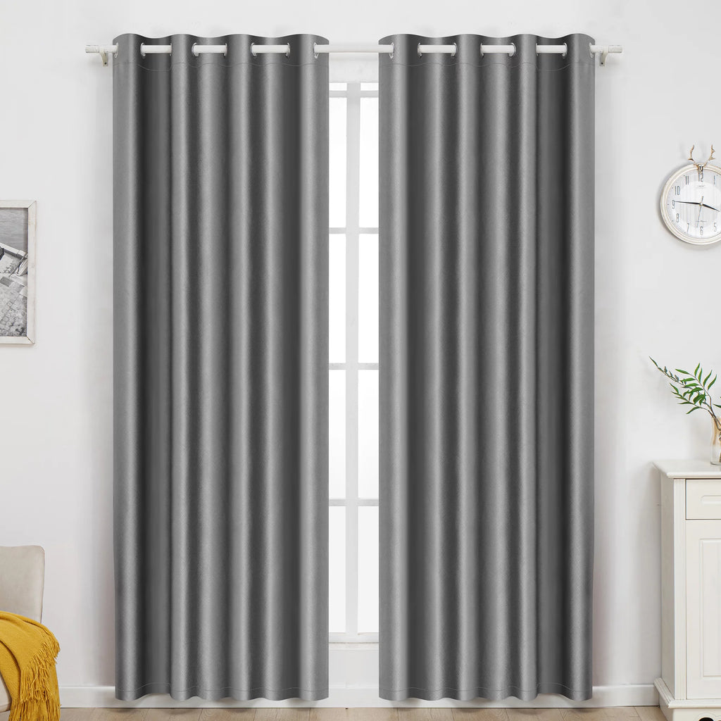 Embossed 100% Blackout Curtains for Bedroom, Grommet Single Panel, Gray, 52x84 inch D4116