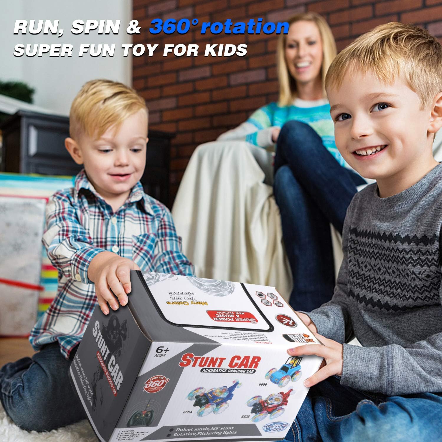 UTTORA Remote Control Car for Kids, 2.4GHz 2 in 1 RC Stunt Car with LED Headlights N8309