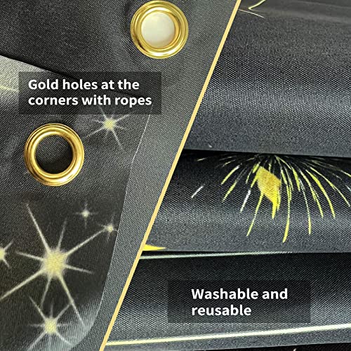 Black Gold 70th Birthday Party Banner for Women Men, Back in 1954 Backdrop D7099