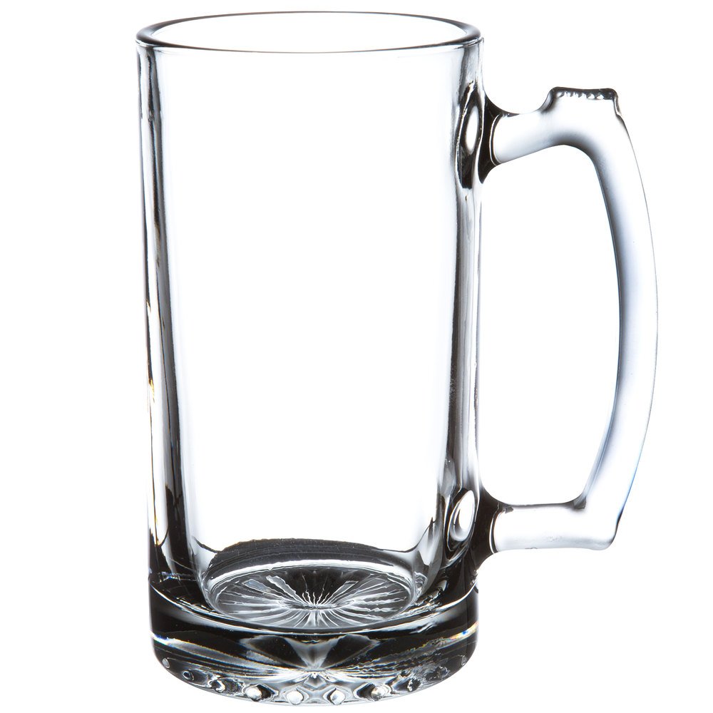 SUPER LARGE 7" TALL X 3.5" WIDE GLASS STEIN/MUG, 2.5 POUND, HEAVY-DUTY 16 OUNCE THICK CLEAR GLASS HOT/COLD DRINKING STEIN MUG CUP TUMBLER. USE FOR BEVERAGES LIKE COFFEE, TEA, BEER, WATER, SODA, ETC