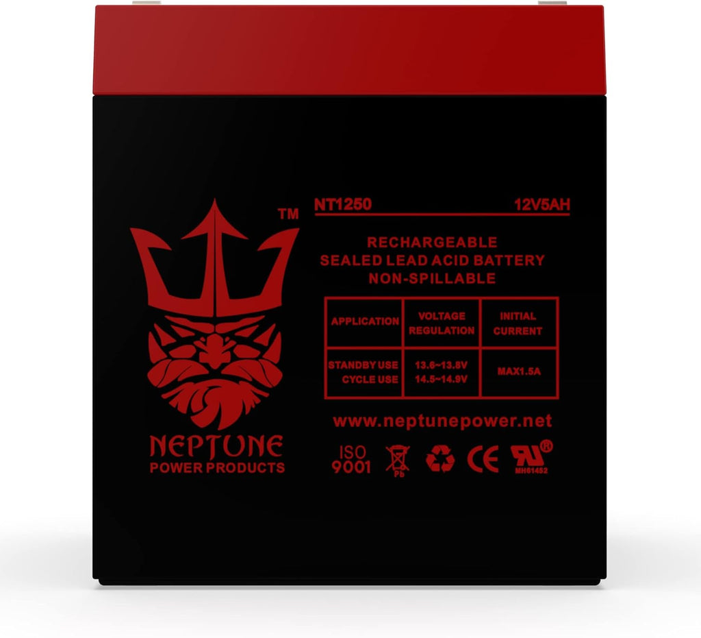 12V 5Ah NT-1250 Rechargeable SLA Sealed Lead Acid Battery by Neptune