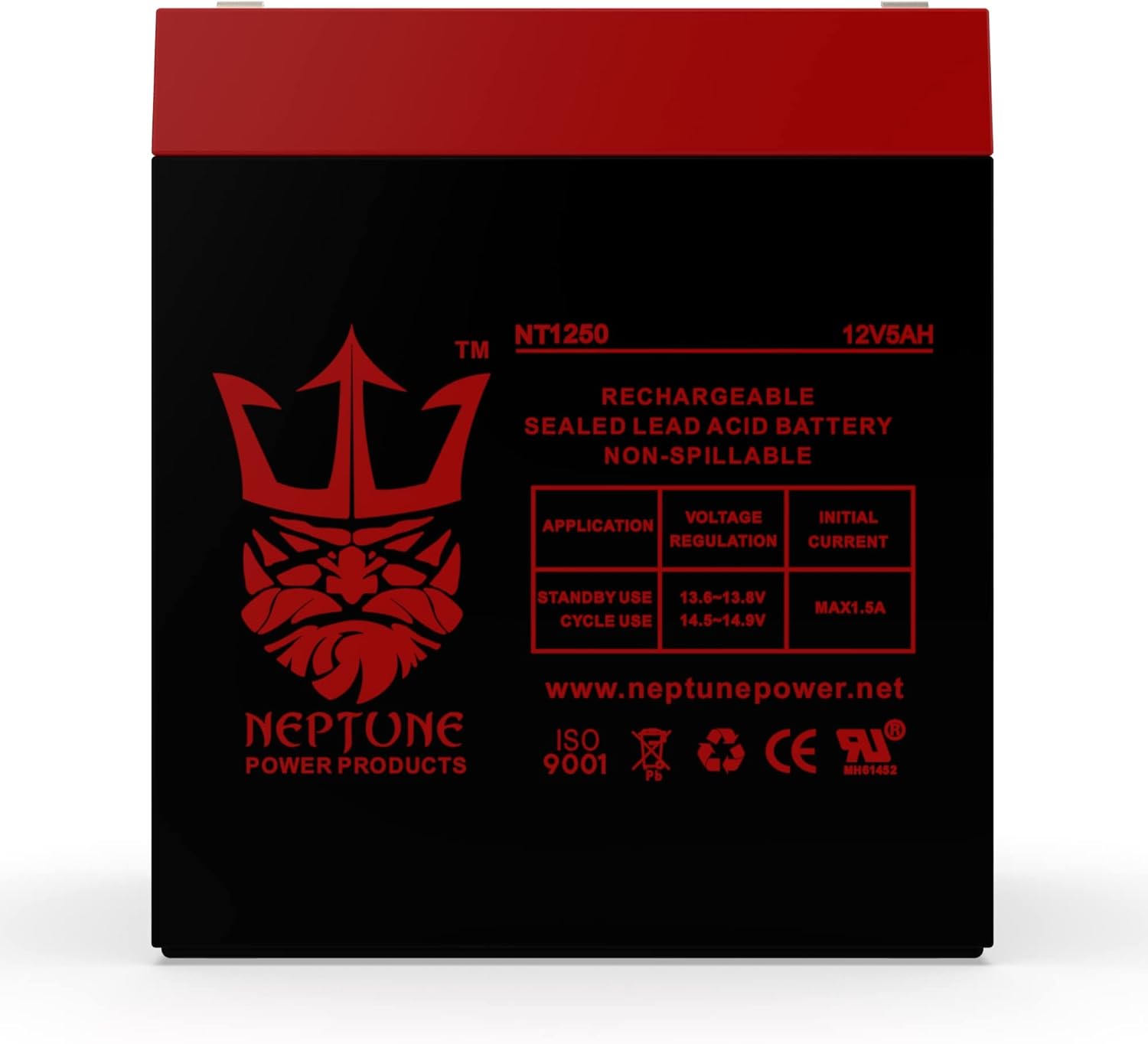 12V 5Ah NT-1250 Rechargeable SLA Sealed Lead Acid Battery by Neptune