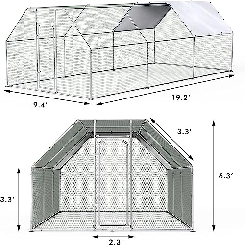 LEMBERI Large Chicken Coop Walk-in Poultry Cage with Waterproof Cover T233