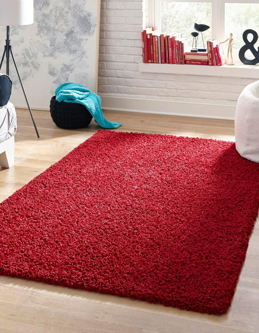 Rugs.com Über Cozy Solid Shag Rug 8' x 11' Cherry Red J691