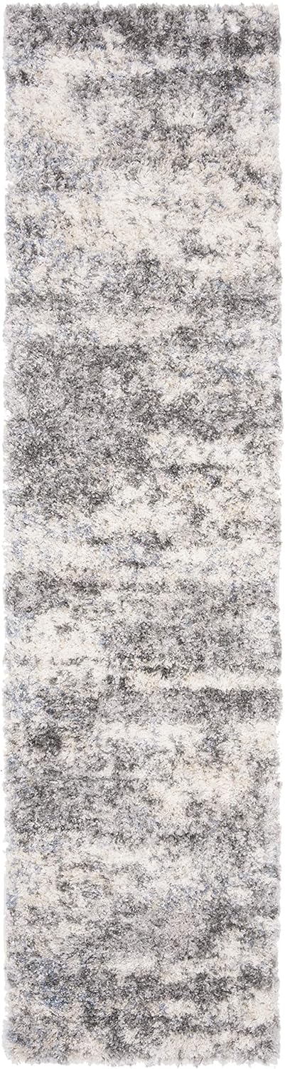 SAFAVIEH Berber Shag Runner Rug 2' x 22' Grey / Cream Q923850