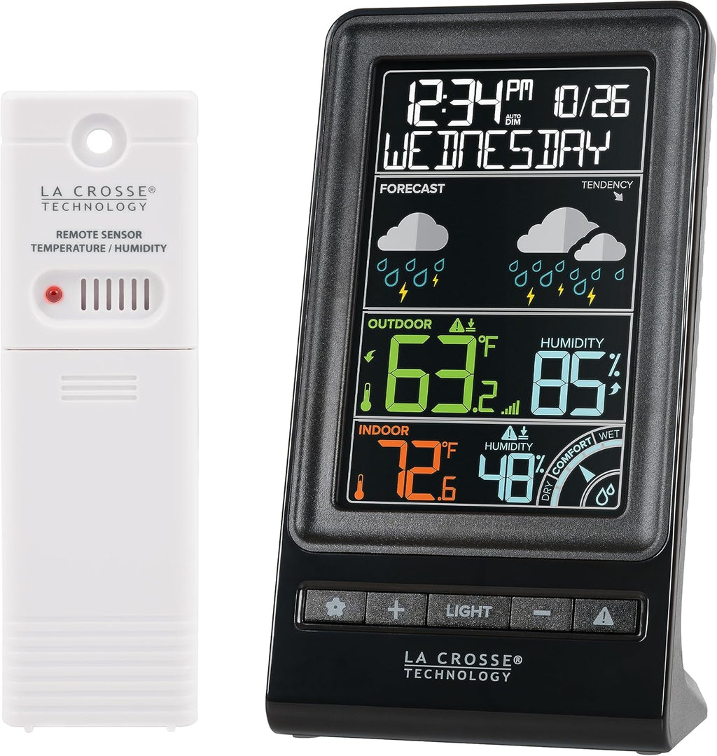 La Crosse Technology Digital Multi-Color Wireless Forecast Station, Black