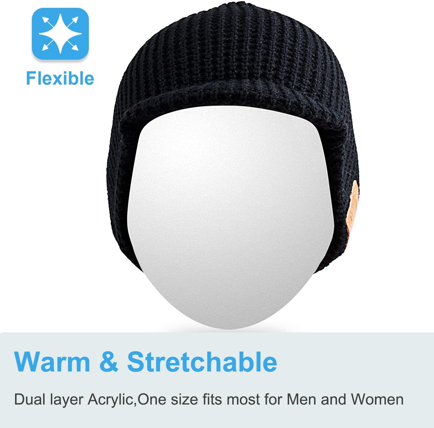 Rotibox Bluetooth Beanie Hat with Wireless Stereo Headphones, Black G263961