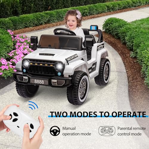 12V Kids Ride on Truck with Remote Control, White F7237