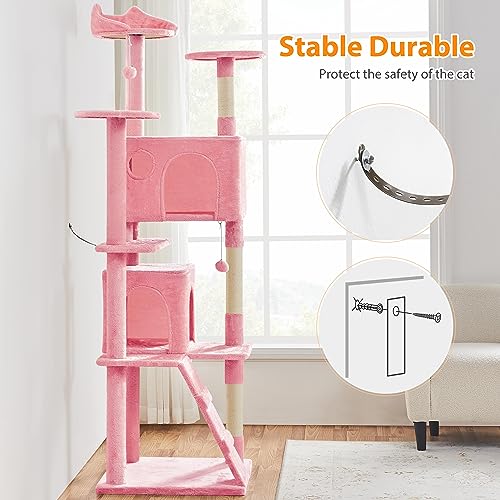 Yaheetech 54in Cat Tree Tower Condo Furniture with Scratch Post Y196