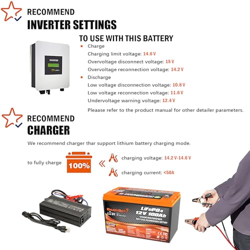 Enjoybot 12V 100Ah LiFePO4 Battery with 100A BMS, Group 31, Low Temp Cut Off A722