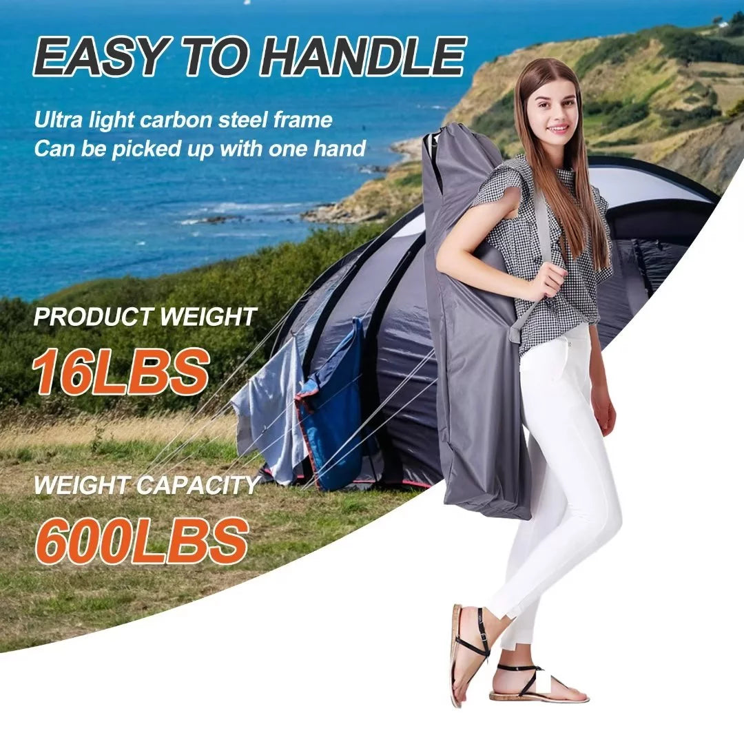 Docred 2 Pack Folding Cot Camping Bed, Heavy Duty Portable with Carry Bag L8382