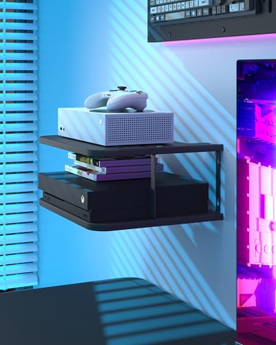 Black Projector Wall Shelf Floating Under TV Stand for Xbox Router N73677