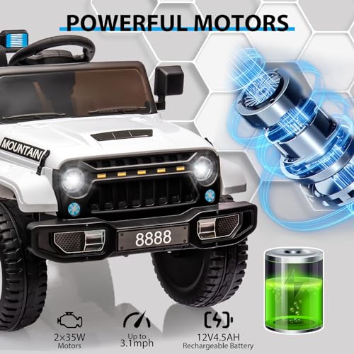 12V Kids Ride on Truck with Remote Control, White F7237