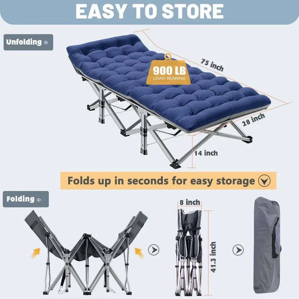 Docred 2 Pack Folding Cot Camping Bed, Heavy Duty Portable with Carry Bag L8382