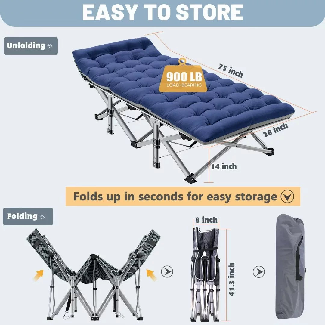 Docred 2 Pack Folding Cot Camping Bed, Heavy Duty Portable with Carry Bag L8382