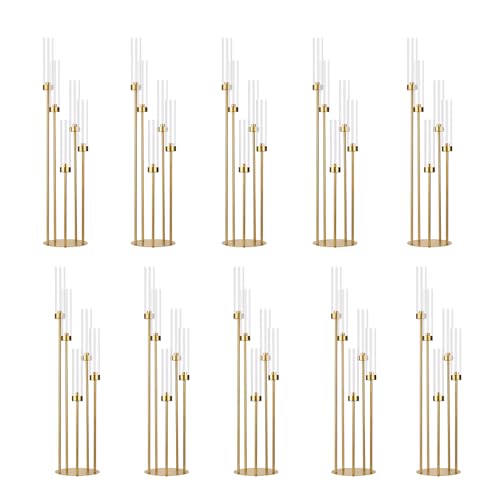 Matte Black 5 Arm Candelabra with Acrylic Shades for Table Centerpiece W6999