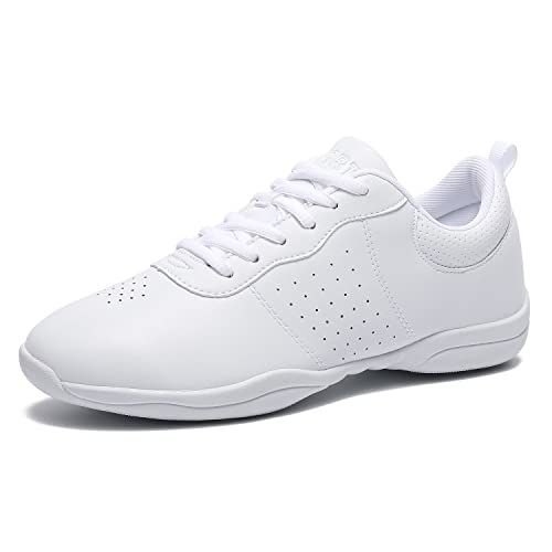 LANDHIKER Cheer Shoes Girls White Dance Shoes Youth Cheerleading Sports Training Athletic Comfortable Shoes Flats Girl