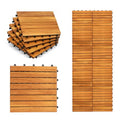 Interlocking Deck Tiles-10PCS Waterproof Acacia Wood Patio Tiles, Easy Snap Flooring Tiles for Indoor and Outdoor,Balcony, Entry, Poolside Tiles, 12”x12” (10sq.ft per Box) (Teak)