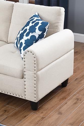 3 Piece Upholstered Sectional Sofa Bed with USB Port and Storage Chaise, Blue Y1047