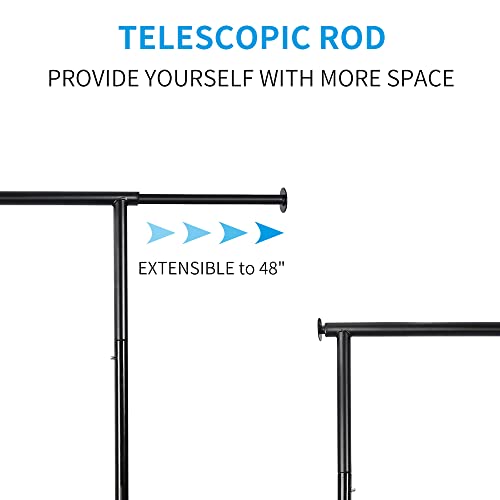 59" H Portable Black Rolling Garment Rack with Lockable Wheels R383