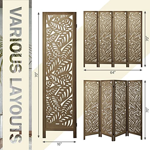 ECOMEX 6 Panel Freestanding Folding Room Divider, Brown F40949