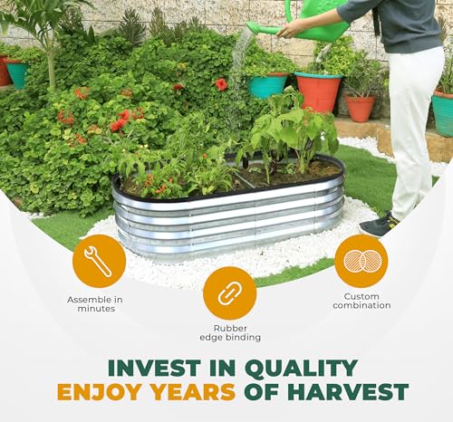 Utopia Home Galvanized Raised Garden Bed Kit 6x2x1ft, Dark Grey Z442