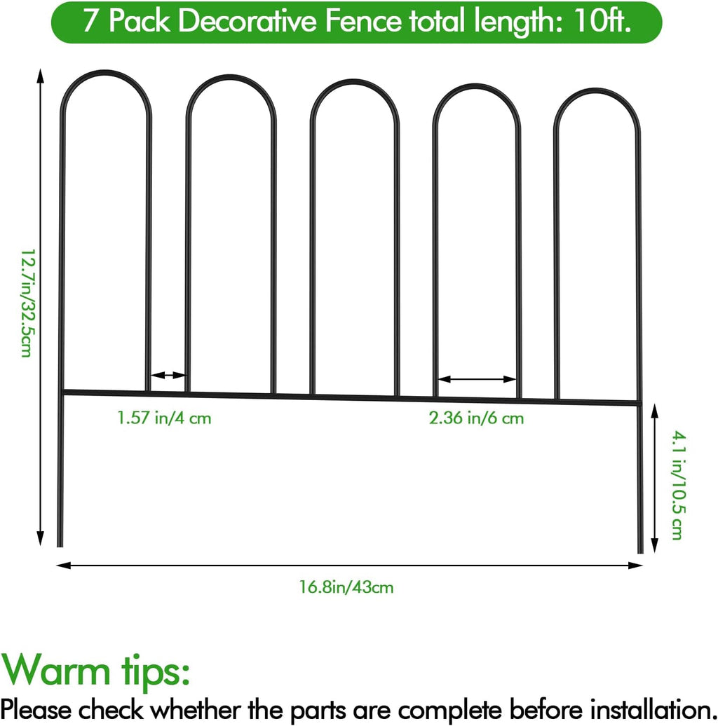 Rustproof Metal Garden Fence 7 Panels 10ft Animal Barrier V876323