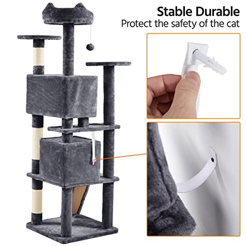 Yaheetech 54in Cat Tree Tower Condo Furniture with Scratch Post Y196