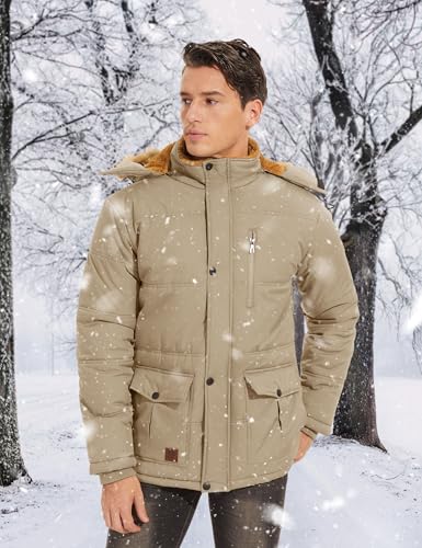 TACVASEN Men's Winter Hooded Parka Water Repellent Windproof Ski Coat B269945