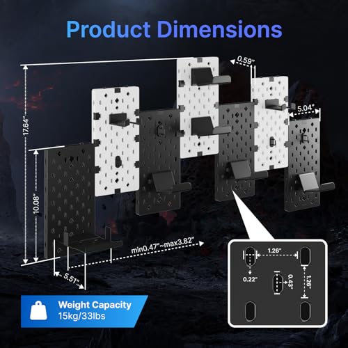 PEGZONE Controller and Headphone Holder Wall Mount, Modular Gaming Pegboard with Accessories, Black & Red R81990
