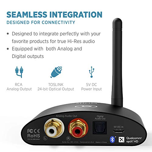 Auris Blume HD Long Range Bluetooth 5.0 Music Receiver with AptX HD for Home Stereo G52500