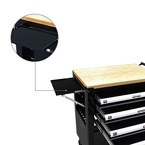 DNA MOTORING 30"W x 37"H x 18"D 4-Drawer Rolling Tool Cart with Locking Cabinet, Black J753366