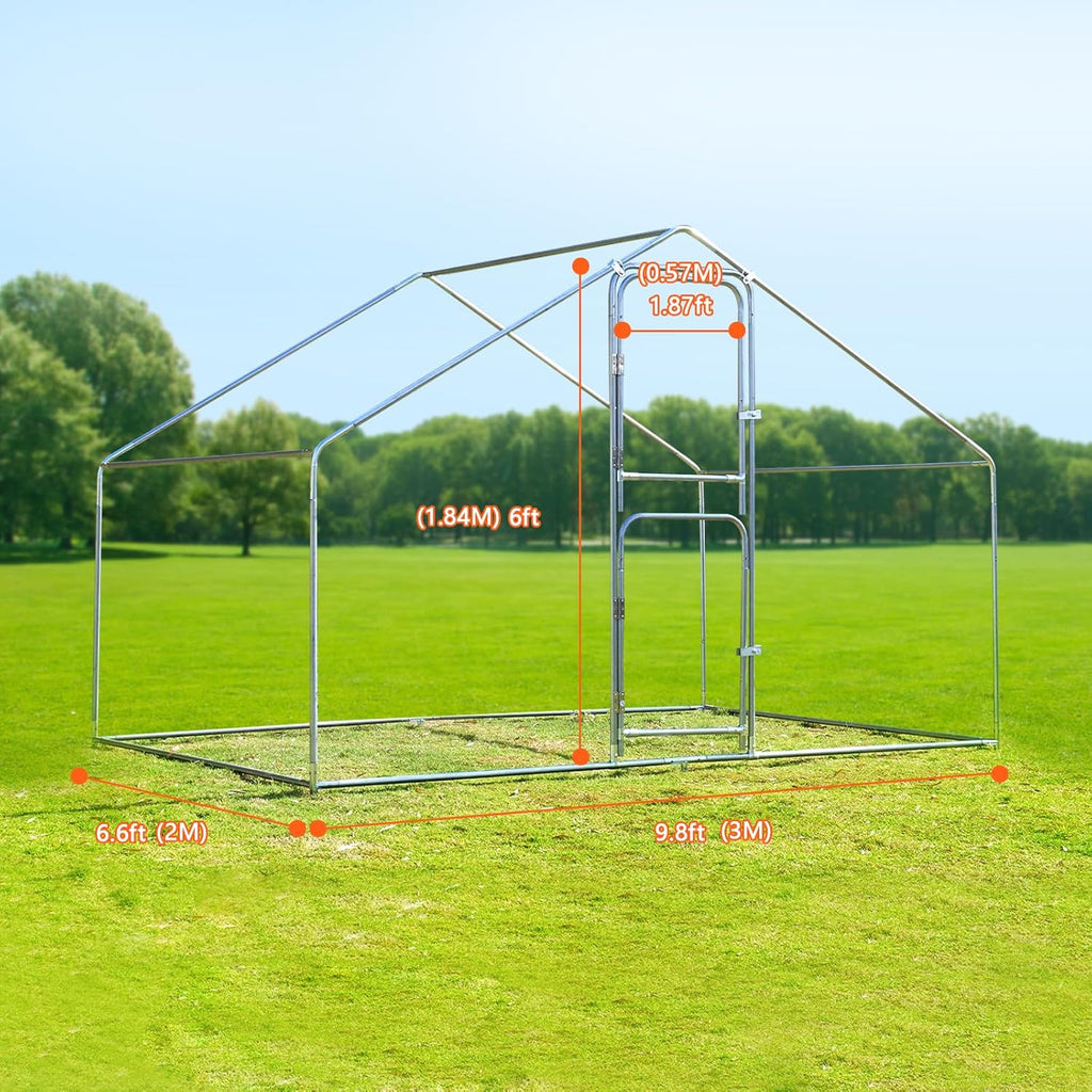 Large Metal Chicken Coop Walk-in Poultry Cage with Water-Resistant Anti-UV Cover Z17130