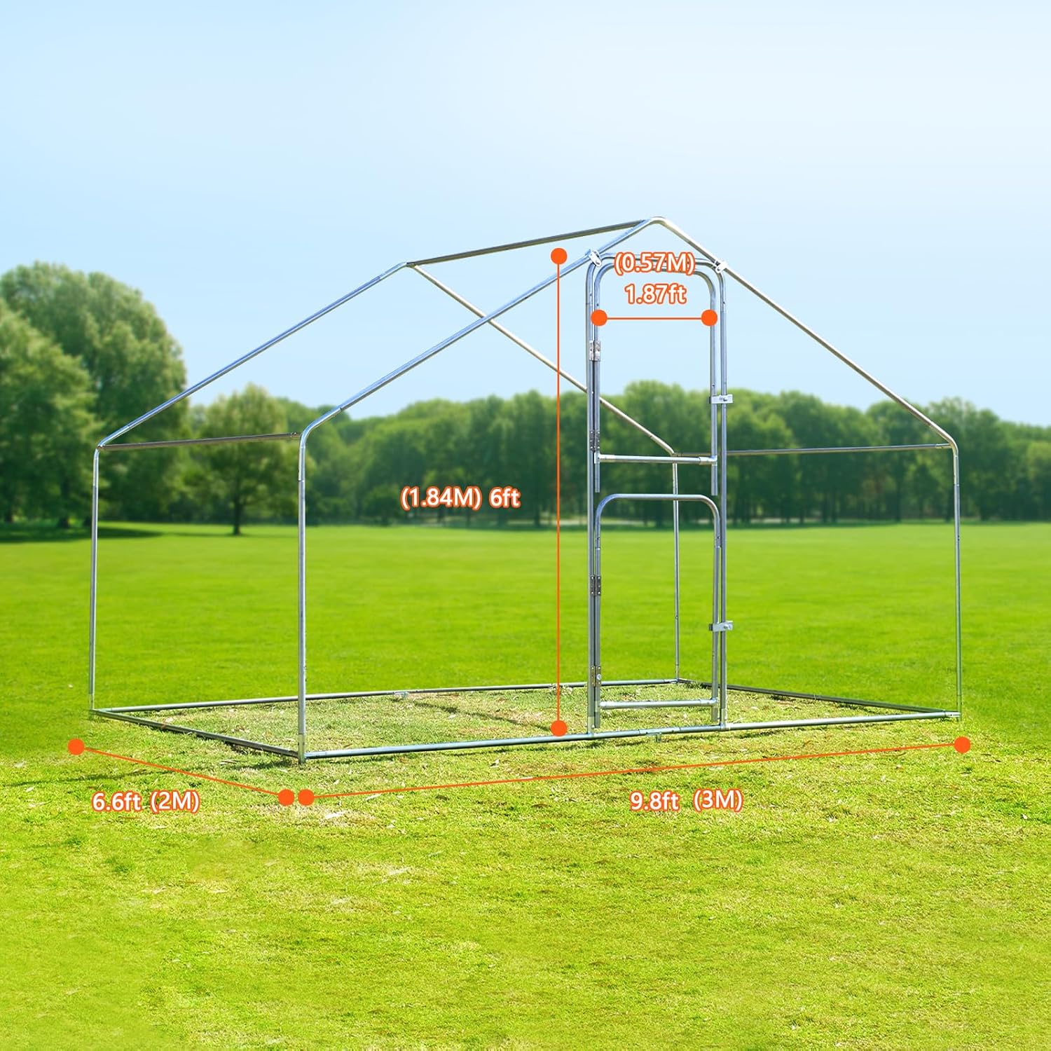 Large Metal Chicken Coop Walk-in Poultry Cage with Water-Resistant Anti-UV Cover Z17130