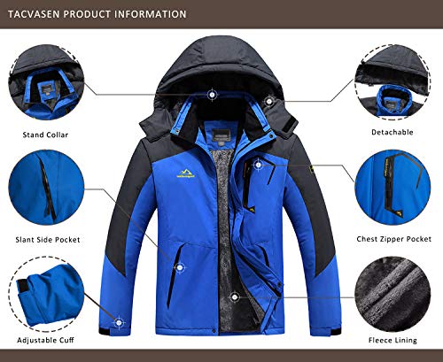 TACVASEN Men's Winter Skiing Jacket Waterproof Insulated Parka with Hood H588