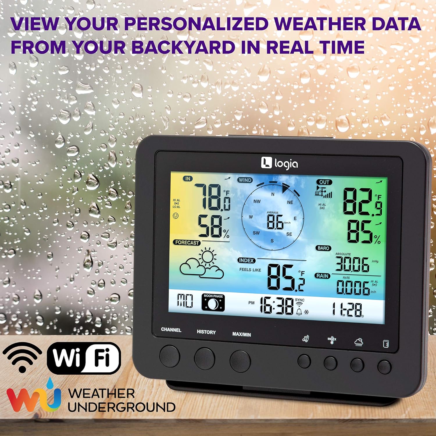 Logia 5-in-1 Wi-Fi Weather Station with Indoor/Outdoor Monitoring N592315