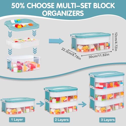 Stackable Toy Storage Organizer with Clear Compartments for Building Blocks Q640