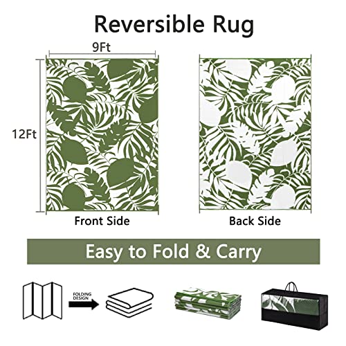 Outdoor Rug 9x12 Waterproof Reversible Patio Carpet Z6566