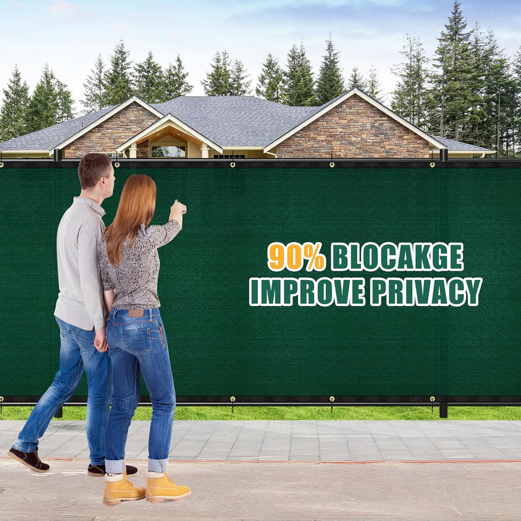 UIRWAY Privacy Fence Screen 6' x 50' Heavy Duty Mesh with Brass Grommets, Green F64108