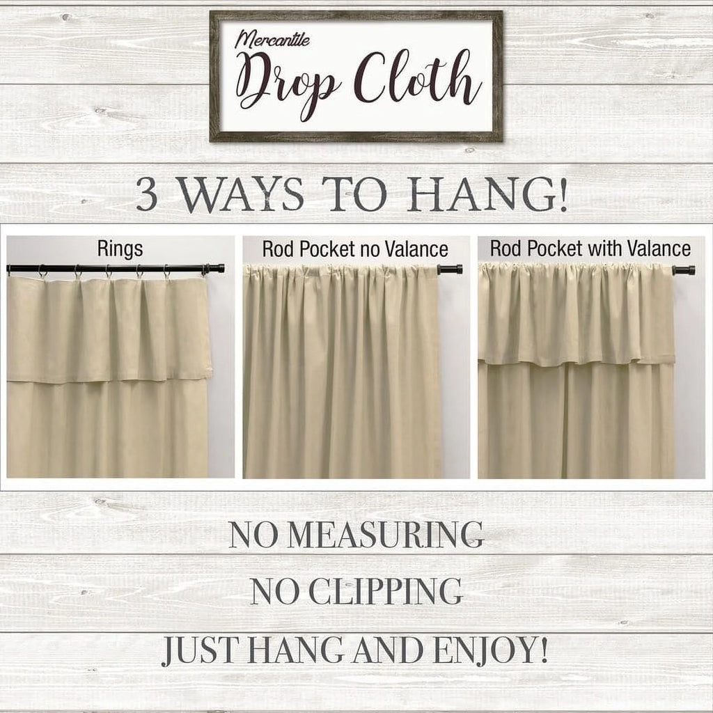 Mercantile Light Filtering Ring Top Farmhouse Curtain Panel with Valance Off White 84" X27357