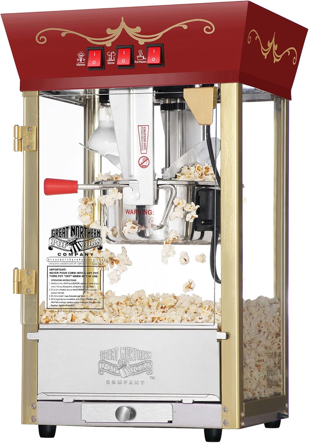 Great Northern Popcorn Matinee Popcorn Machine - Red, 8oz, (469326PCG)