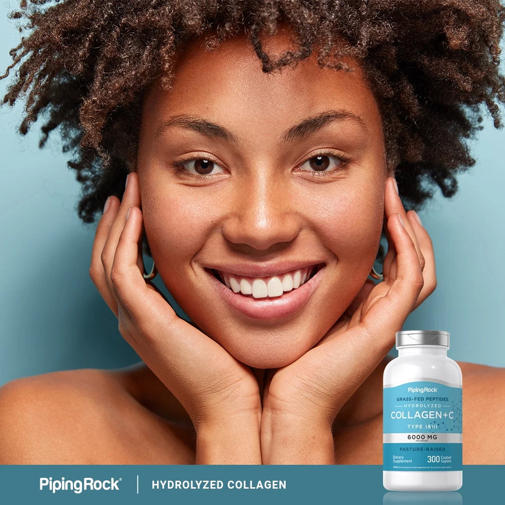 Piping Rock Collagen Pills 6000mg, 300 Caplets, Hydrolyzed Peptide Supplement R59298