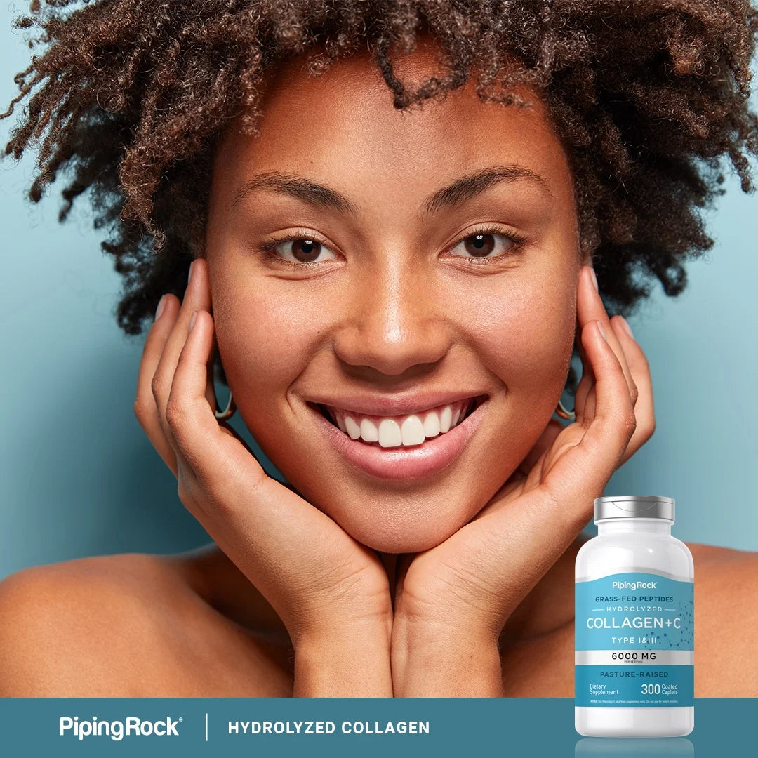 Piping Rock Collagen Pills 6000mg, 300 Caplets, Hydrolyzed Peptide Supplement R59298