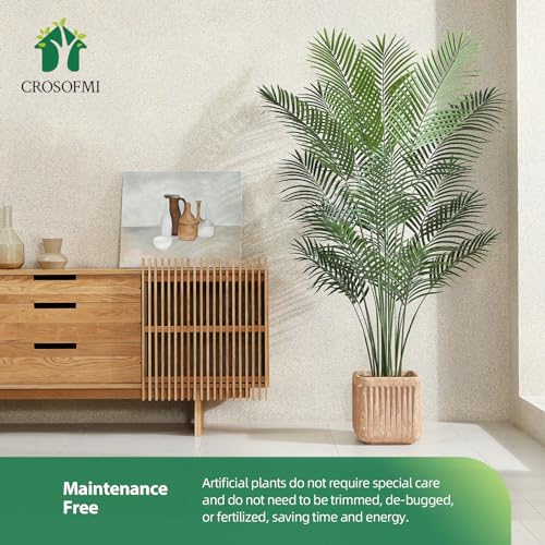 CROSOFMI Artificial Areca Palm Plant 6Ft Fake Tropical Tree in Pot H2353