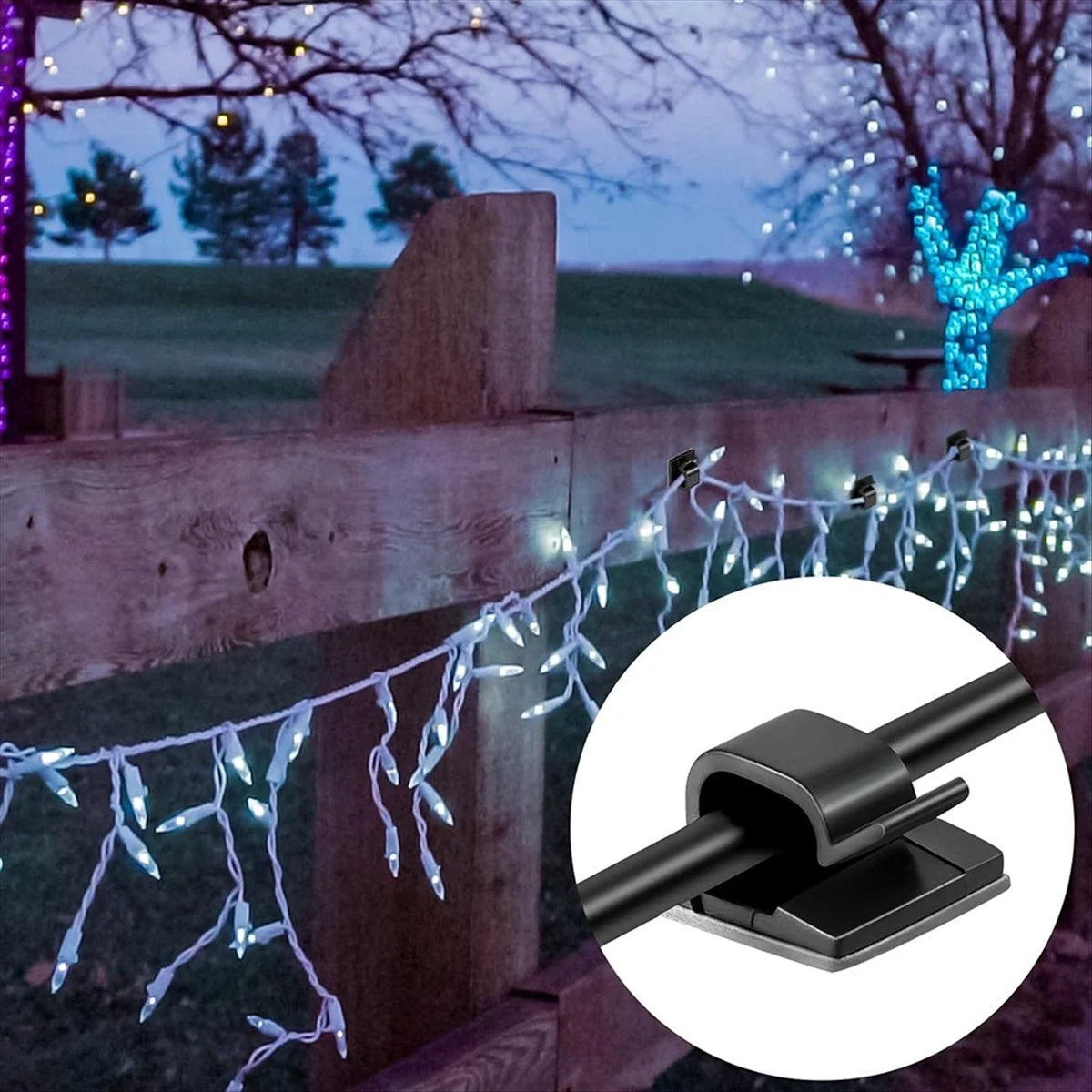 100 Pc Outdoor Light Clips for String Lights Self Adhesive Cable Hooks U373